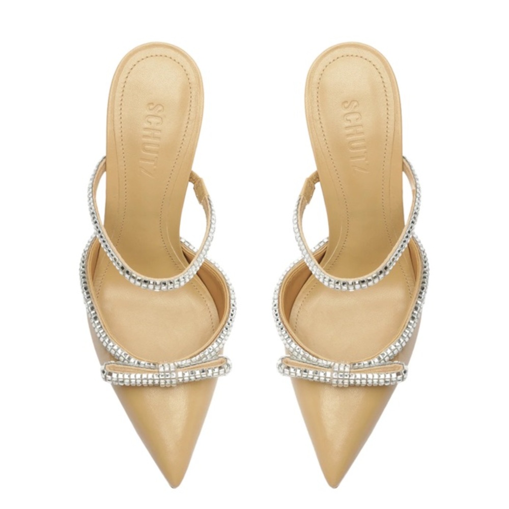 Schutz Nude Heel w/ Sparkle Bow